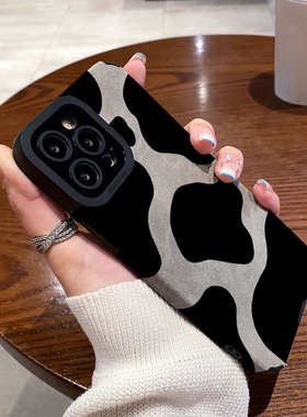 适用vivo iqoo11 10 9 pro手机壳iqooneo8新款7se防摔6硅胶5活力z7竞速z9turbo高级翻毛皮涂鸦黑色色块保护套