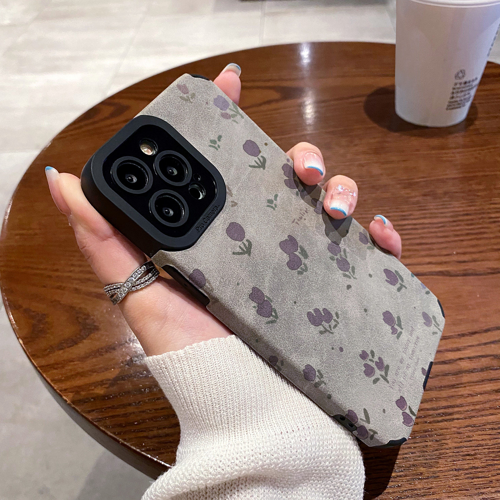 适用OPPO reno11 10 9 8 7 6 5 pro+手机壳新款男女硅胶软reno10 reno9pro 7se 5G保护套翻毛皮满屏小花朵