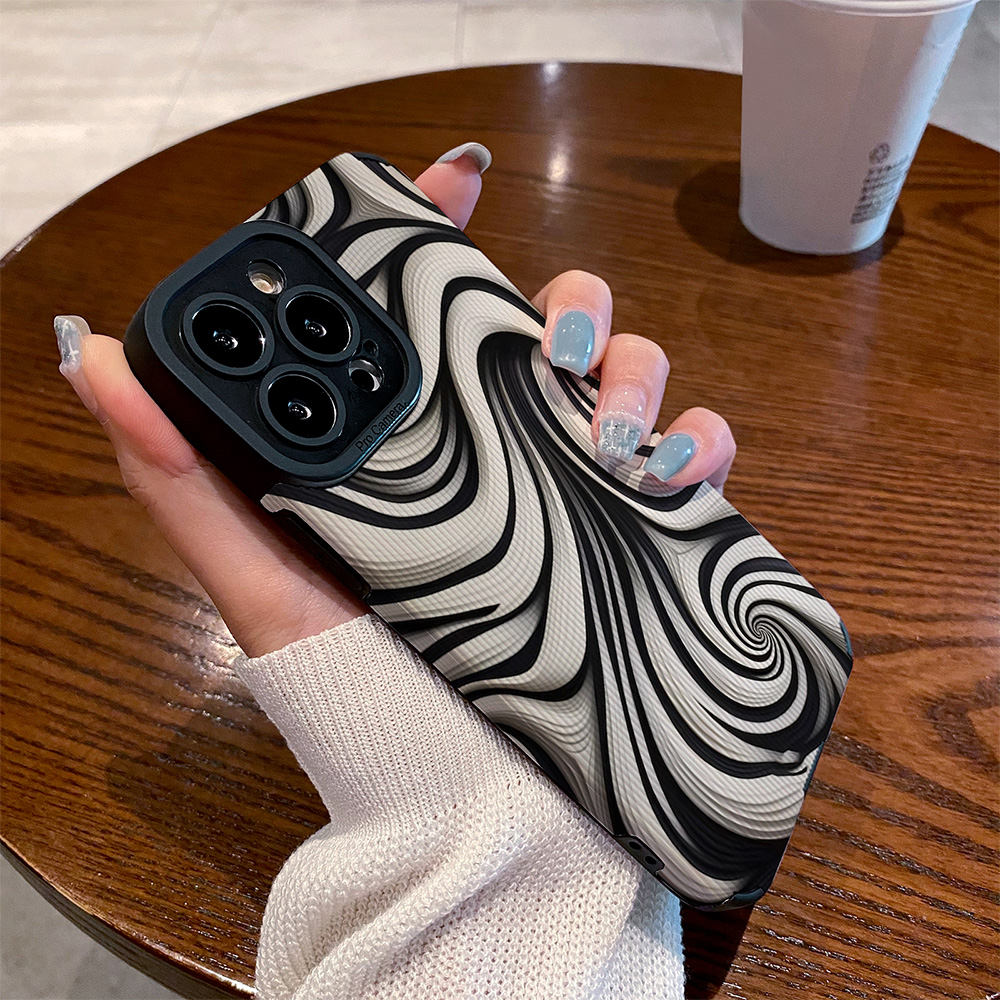 适用小米15手机壳14新款13防摔12ultra硅胶11青春17皮纹软镜头全包pro高级艺术抽象黑白旋涡个性保护套外壳