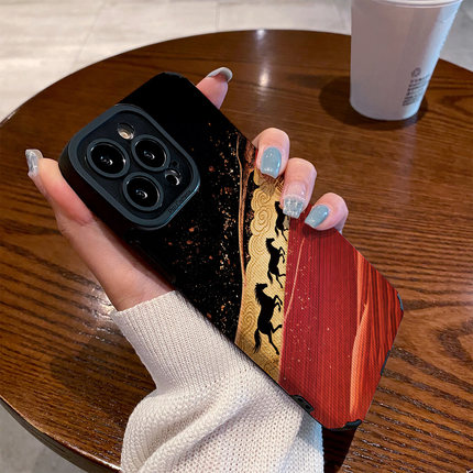 适用小米红米note15pro手机壳新款note14/12/11/10防摔plus硅胶12t皮质软高级感小众保护套金云福伴三黑马