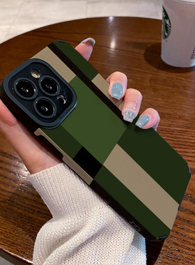 创意简约绿色几何适用苹果14手机壳iphone13 12 11 Pro max 16 xsmax plus新款全包高级硅胶保护套软壳男女