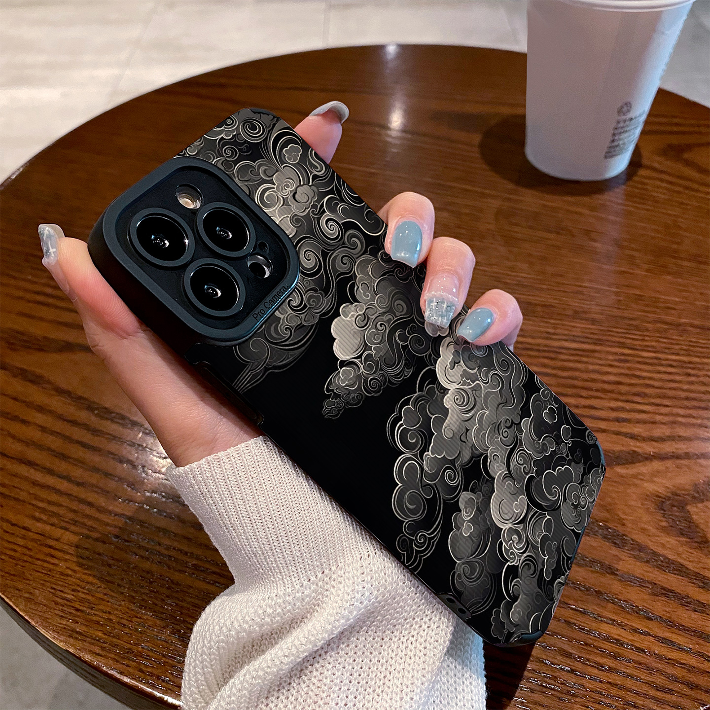 适用OPPO reno15手机壳reno14/13/12/11/10/9/8/7/6/5新款pro+硅胶皮质软防摔高级感保护套质感黑白水墨祥云