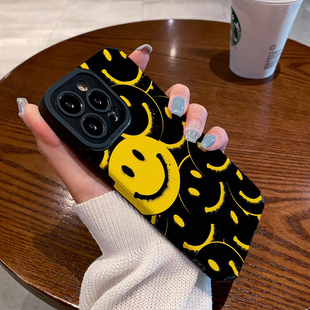 欧美风简约笑脸适用苹果15 iphone14 13 12 pro max手机壳iphoneX 11 Xsmax 16plus XR保护套硅胶壳软女高级