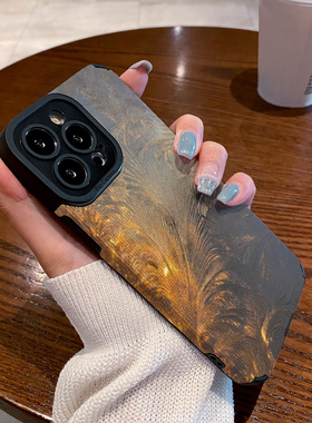 适用OPPO reno11 10 9 8 7 6 PRO+手机壳新款硅胶软reno5 14 reno8pro 7se 5G女保护套小众抽象湖边白色叶子