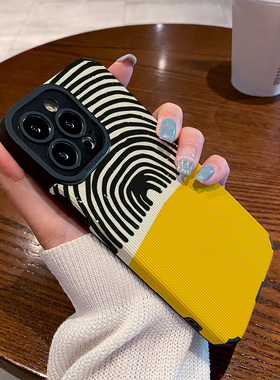 适用vivo iqoo neo9手机壳iqoo13/11/9新款防摔neo10/8/7竞速版硅胶6se/5活力z9turbo黄底复古黑色条纹保护套