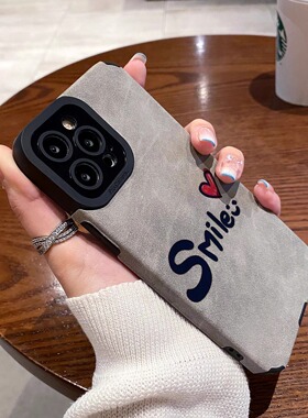 适用华为荣耀100 90 80 70 60 50 70se 60pro手机壳30pro 20青春版荣耀magic6软女保护套翻毛皮英文Smile爱心