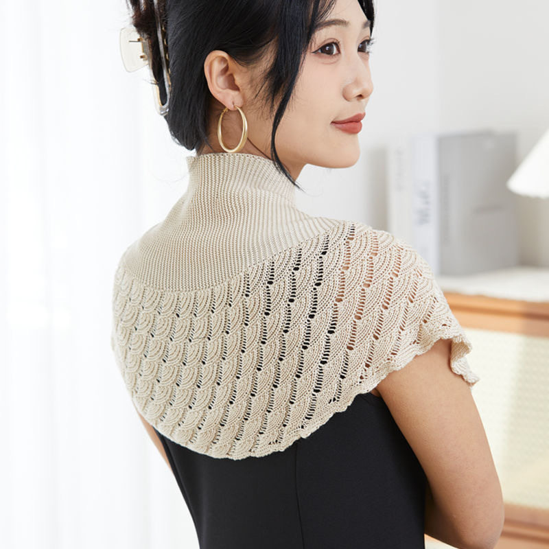 空调房防寒小披肩办公室围脖护颈椎毛线保暖女薄针织外搭肩配裙子