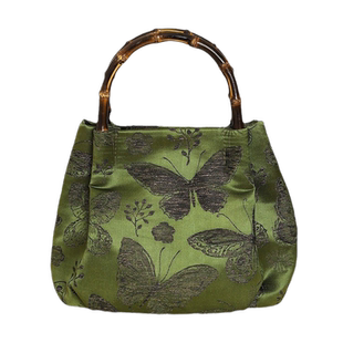 名媛旗袍宴会包女文艺国风轻奢手工刺绣竹节手提小包包绿色宴会包