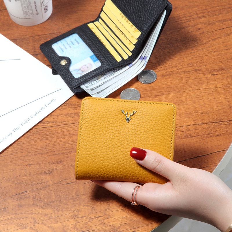 超薄真皮短款折叠小钱包女百搭2025新款软皮两折钱夹大钞夹零钱包,箱包皮具/热销女包/男包,钱包,淘宝优惠券,粉丝福利购,淘宝优惠卷