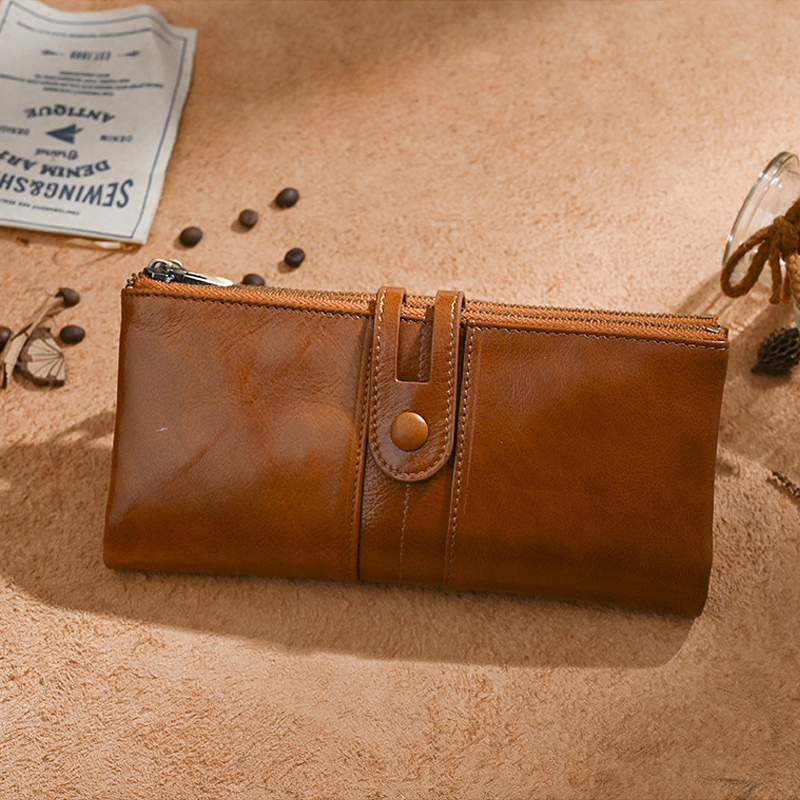 里外真皮折叠长款钱包皮夹