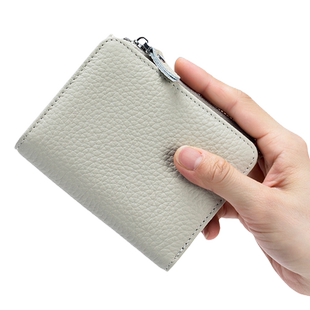 2025新款搭扣钱夹防消磁防盗刷零钱袋卡包一体潮真皮折叠短款钱包