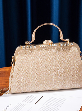 晚宴手拿包2025秋季新款大容量宴会手提包时尚大气口金包名媛旗袍