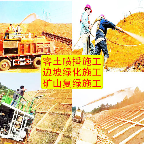 客土喷播边坡绿化矿山复绿山体生态恢复喷浆团粒喷播挂网工程施工