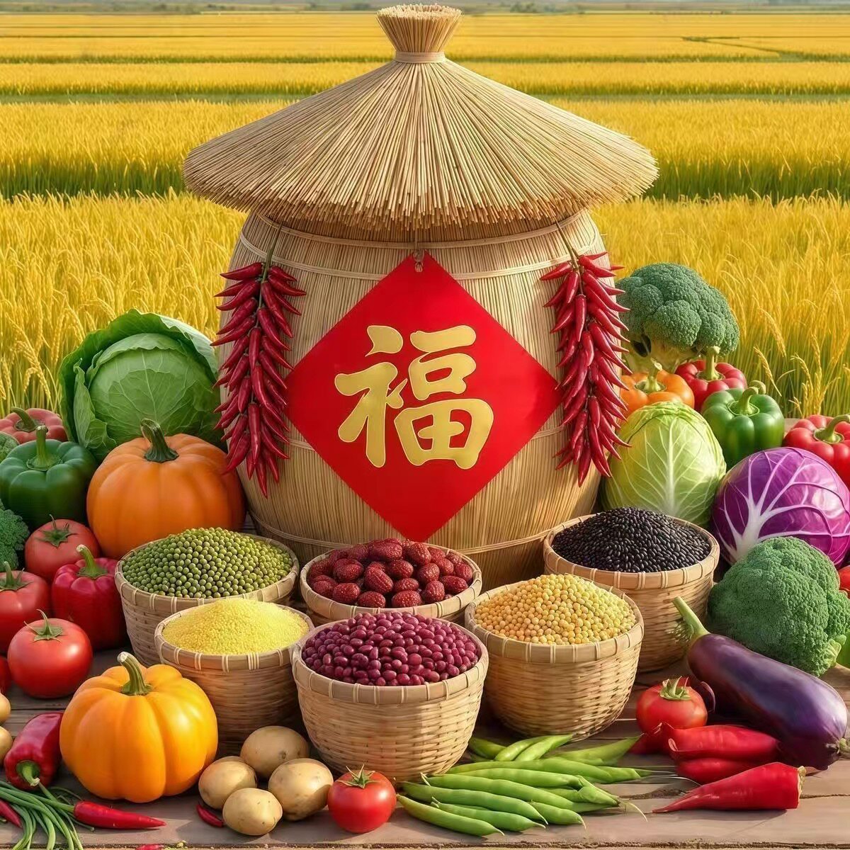 蔬果满地五谷丰登自粘画厨房餐厅出租房客厅卧室墙贴画防水贴纸