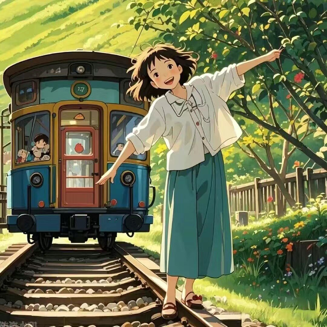 宫崎骏田园少女自粘画治愈系客厅玄关卧室床头贴画防水贴纸装饰画