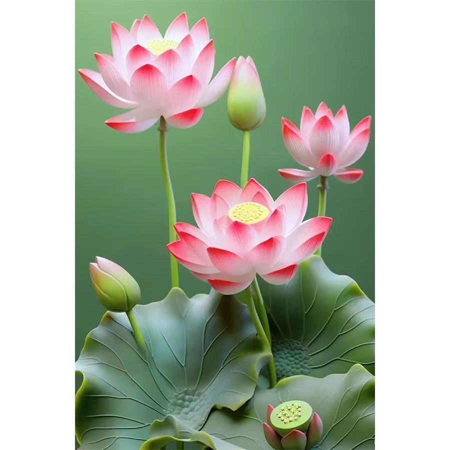 厨房卫生间贴画镇宅专用中式九鱼图自粘荷花防水莲花墙贴装饰画图片
