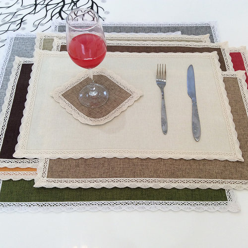 简约纯色亚麻布防滑包邮西餐垫