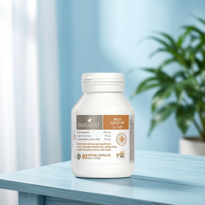 澳洲bio island佰澳朗德婴幼儿液体乳钙胶囊90粒进口儿童牛奶钙