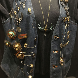 手工复古骷髅驯鹿骨铜坠情侣胸针项链 Vintage泰国淘复古独立品牌