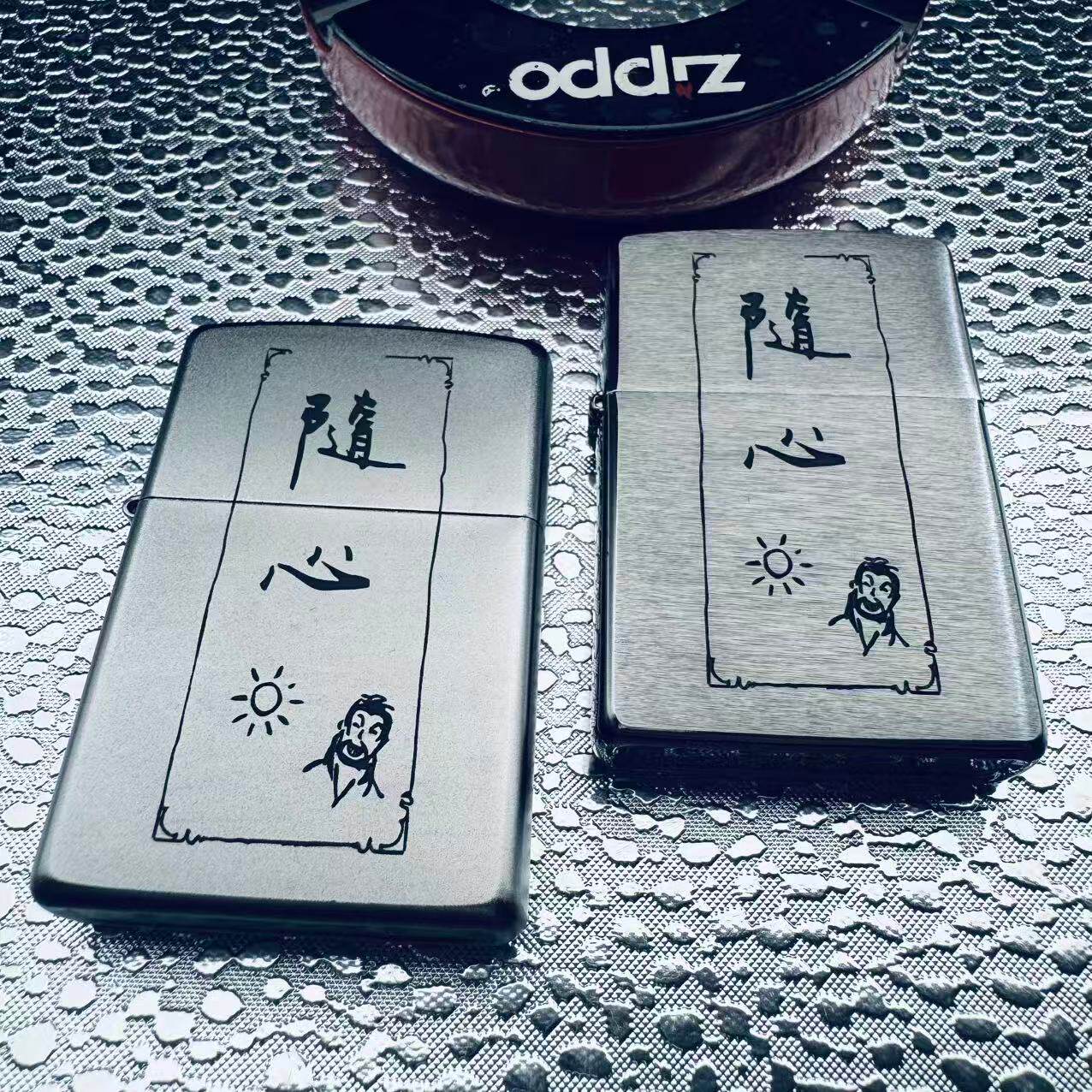 正品ZIPPO防风煤油打火机镀铬银色磨砂拉丝不良帅随心纸条国漫