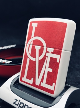 左左ZIPPO美国进口防风打火机白哑漆彩印 爱LOVE 29085爱情礼品装