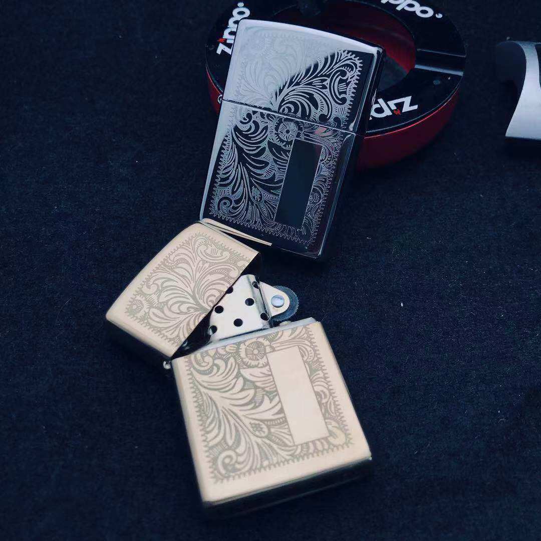 左左ZIPPO防风煤油打火机 经典威尼斯人银色镜面352 纯铜镜面352B