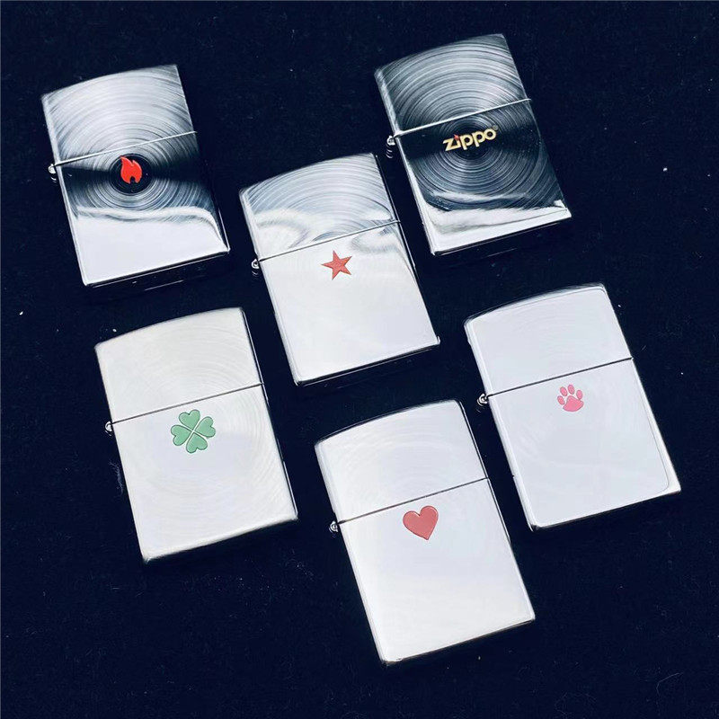 正品ZIPPO防风煤油火机同心圆红心爱心四叶草红五星情人送礼推荐