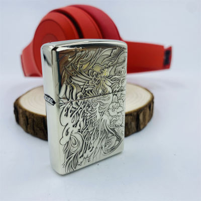 ZIPPO镍银重甲机双面凤凰