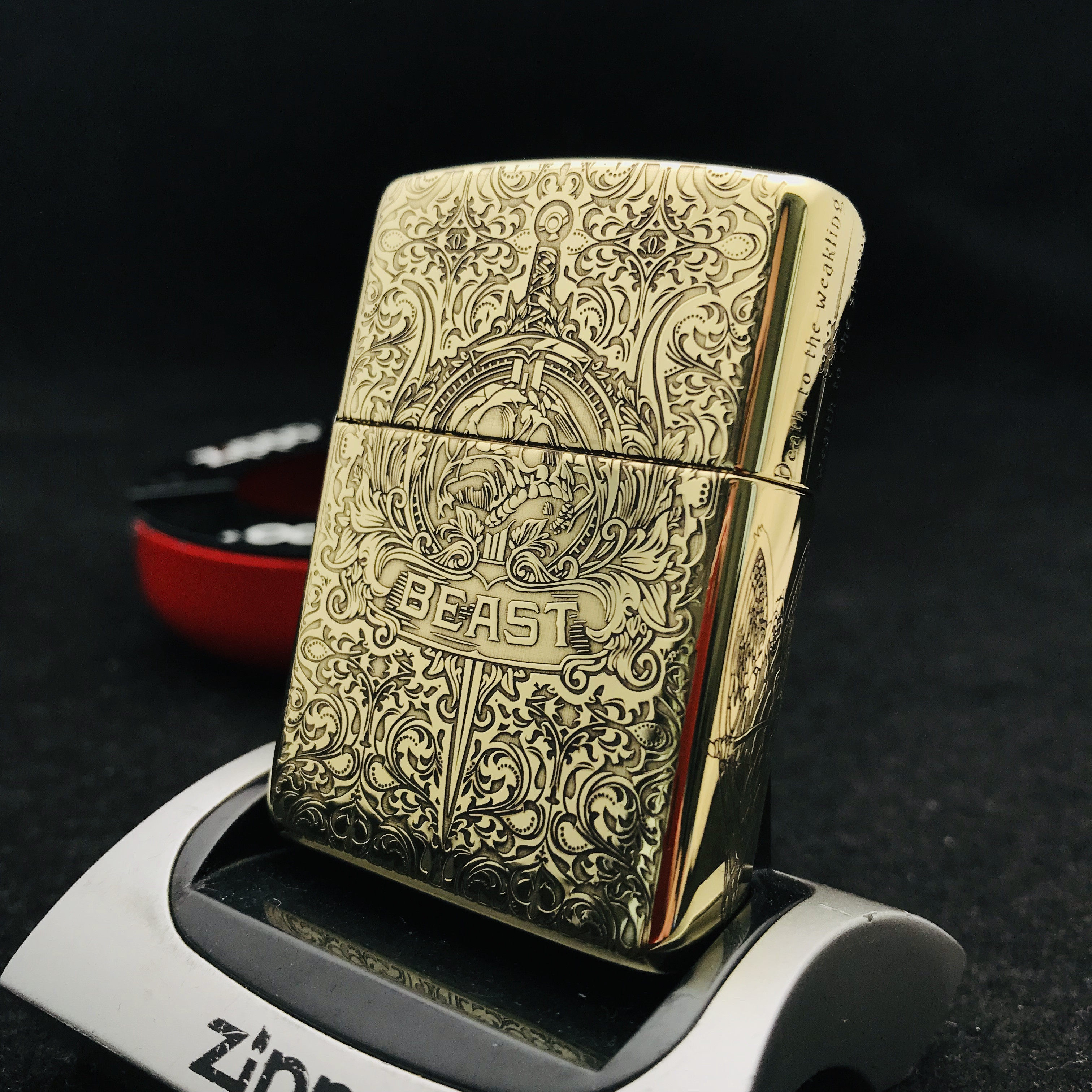 左左ZIPPO正品美版原装进口煤油打火机纯铜五面精雕魔鬼骷髅