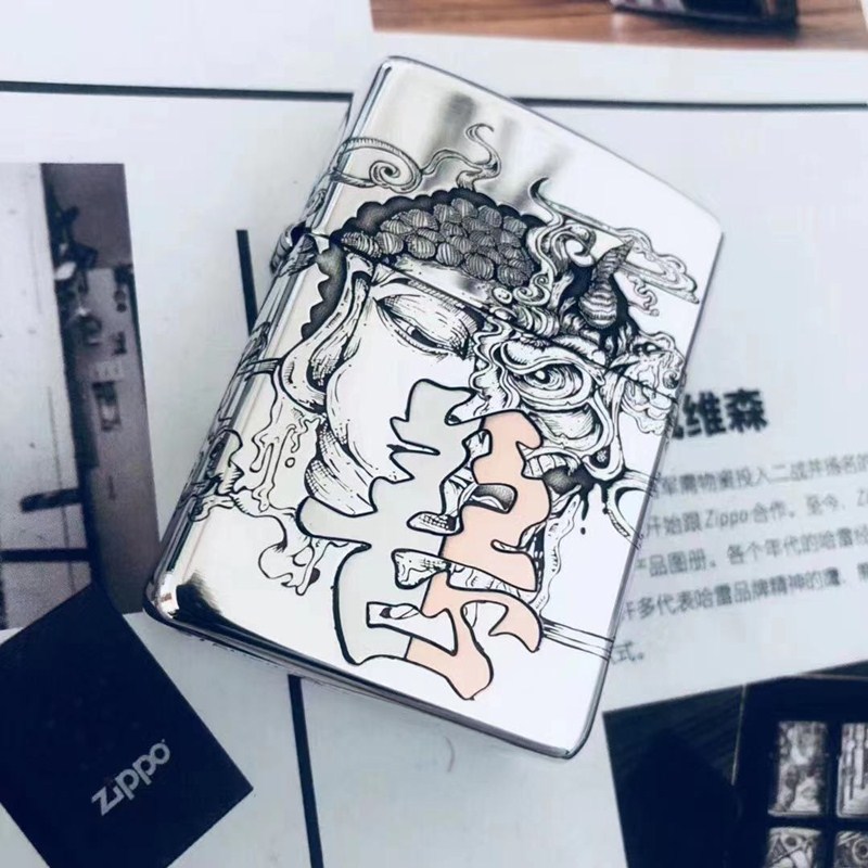 zippo纯银盔甲送礼煤油打火机