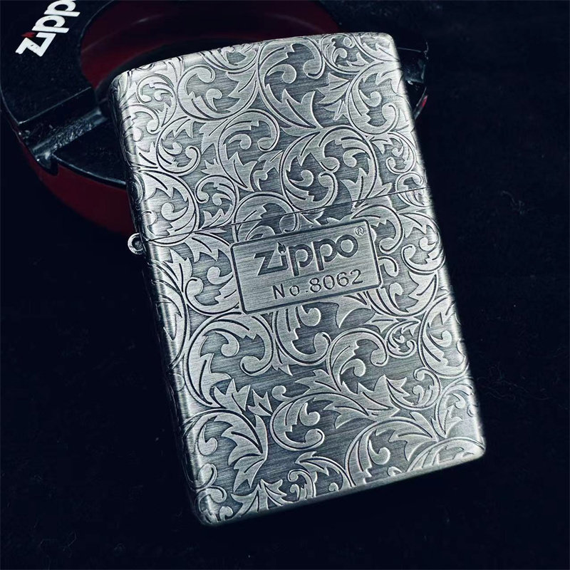 正品ZIPPO防风煤油打火机古银五面雕刻唐草花纹男士节日 情人节礼