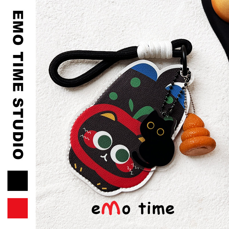 emo原创平安果小黑猫pu卡套便携公交地铁食堂门禁学生证件收纳套