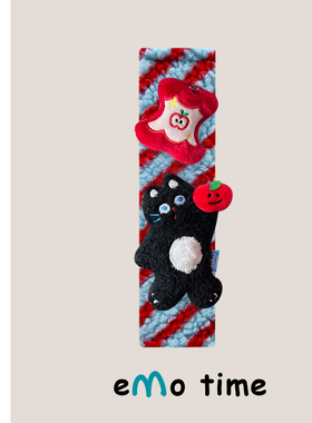 emo 原创平安喜乐小黑猫新年汽车安全带肩套车载饰品防磨损礼物