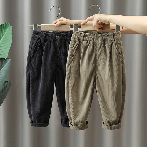 Осенние детские вельветовые бархатные штаны для мальчиков, коллекция 2023, в западном стиле