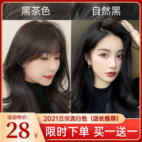 黑茶色染发剂膏女纯植物自然黑冷棕薄荷米棕色2021流行色无需褪色 - 封面