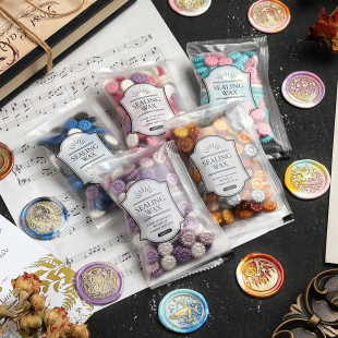 火漆印章蜡戳 珠光混色火漆印章封蜡 请柬邀请函信封封口 手账装 英文字母祝福语定制火漆蜡 袋装 饰 火漆蜡粒