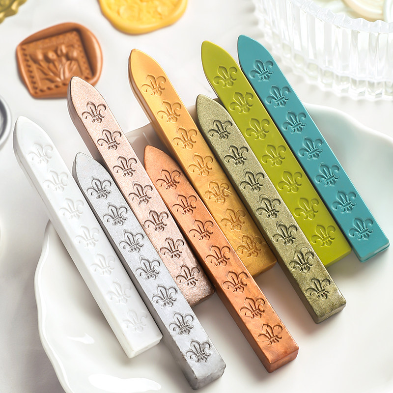 火漆蜡条鸢尾花欧式复古莫兰迪色金属色系火漆印章铜头耗材密封印手账