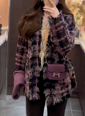 小香风短款时尚设计师款轻奢重工毛呢上衣气质休闲高级感加厚外套