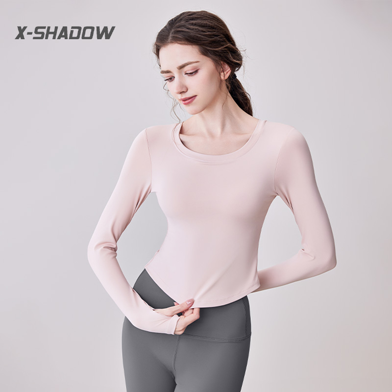 瑜伽服女跑步专业大码运动普拉提训练长袖上衣秋2025新款健身套装