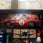 立体铁皮画咖啡厅美式 纯手工 法拉利跑车老爷车模型 工业风壁饰