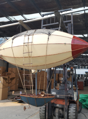 中世纪风飞船主题餐厅吊饰模型