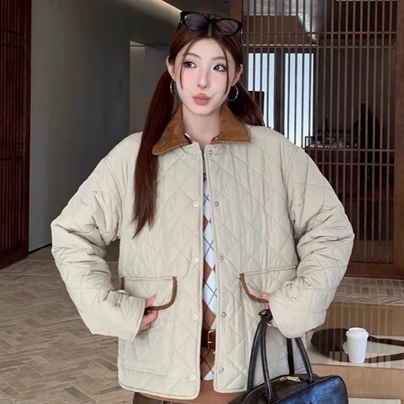 2025秋季新款时尚气质修身显瘦长袖棉服外套女