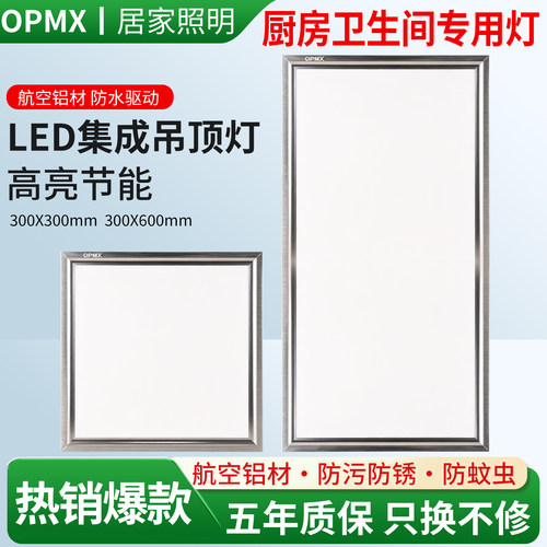 集成吊顶平板灯30x30x60厨卫灯