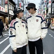 明星同款三条杠运动休闲风衣外套秋冬立领夹克男女情侣潮服KC0094