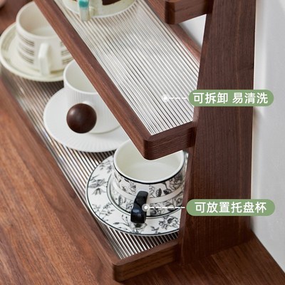 素风杯子收纳置物架实木桌面水杯咖啡杯架大容量茶杯马.克杯展示