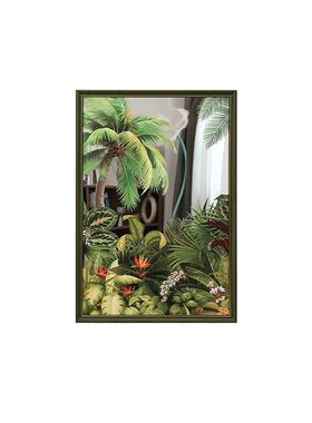 小清新绿意绿植镜子画中古百搭场景装饰画餐厅玄关V走廊氛围感挂