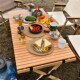 户外实木蛋卷桌便n携式 折叠桌椅野外露营餐桌野餐椅子桌子一体
