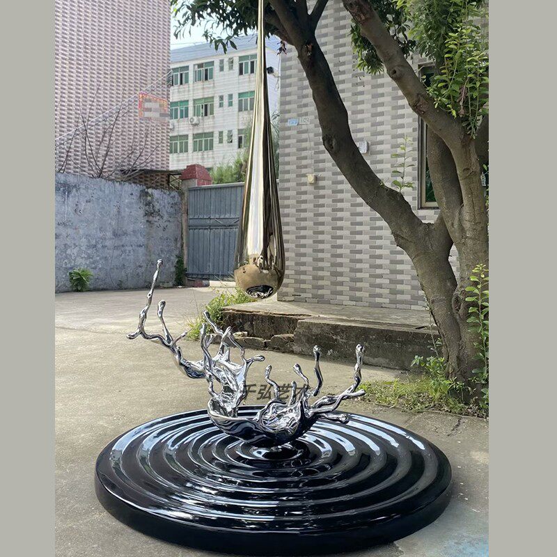 玻璃纤维电镀水滴水波纹雕塑酒店大堂样品屋展示L中心大型落地艺