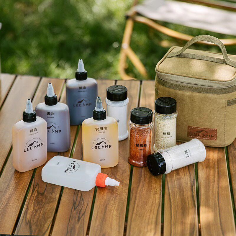 户外便携式d调料瓶套装露营烧烤调味品收纳盒玻璃旅行分装油壶盐