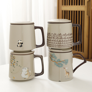 陶瓷茶水分d离泡茶哈哈杯子男女个人专用办公室带过滤茶漏高档水